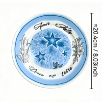 Assiette en céramique de 8 pouces style tarot vintage, motif floral soleil lune étoile, lettres françaises, pour mariage, maison, dessert, salade, décoration de table