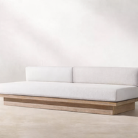 Canapé en teck de style resort, table basse, meubles d'extérieur en bois massif, canapé de jardin, ensemble de jardin de villa, canapé d'extérieur de luxe, ensemble de patio pour hôtel