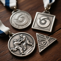 Médaille de judo personnalisé en alliage de zinc avec ruban de sublimation produit d'artisanat en métal