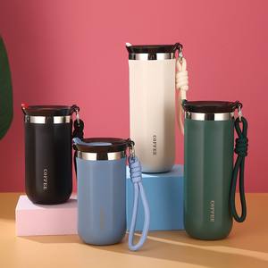 Nueva taza de café aislada con cuerda de acero inoxidable con tapa, taza de agua para oficina de negocios, botella de coche, regalo publicitario para bebidas frías - Product Image 2