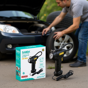 Compresseur d'air Sanda 8435481346538, manomètre numérique en plastique 80-130 PSI, gonfleur de pneus de voiture électrique portable - Product Image 3