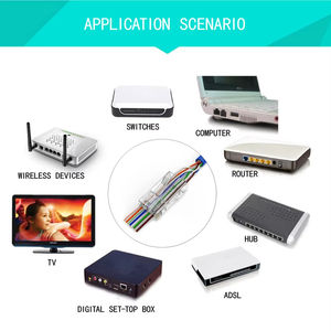 หัวต่อสายแลน RJ45 แบบคริสตัล 6U สำหรับสาย Cat5 Cat5e Cat6 อีเธอร์เน็ต แลน วัสดุทองแดงและพลาสติก - Product Image 5