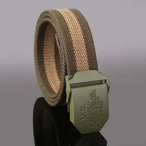 Personnalisé Vert Ceinture Tissé Ceinture Nous Vert Toile Armure Hommes de Ceintures En Nylon