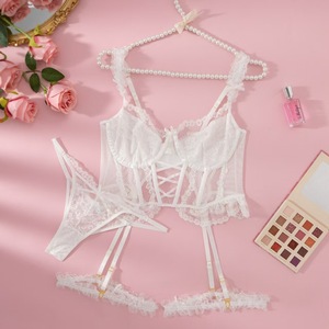 New Fashion Push-Up Corset Lingerie <b>Set</b> <b>Sexy</b> Lace Embroidery Hollow Ruffles Decorations Underwear <b>Set</b> - Product Image 6