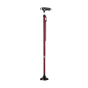 Adjustable Aluminum Alloy Cane With <b>Light</b> Red Four Legged Walking <b>Stick</b> For Elderly Outdoor Use - Product Image 3