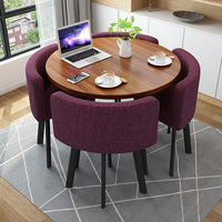 Meubles de maison, table à manger ronde extensible et peu encombrante pour 4 personnes, en MDF, ensemble de salle à manger, juego de mesa y sillas de comedor