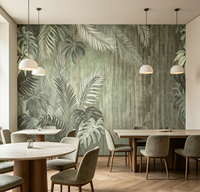 Papier peint personnalisé à feuilles vertes tropicales, murale vintage Monstera Palm, murale murale imperméable pour bureau, hôtel, chambre à coucher, décoration intérieure