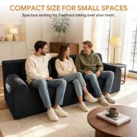 Neu Eingetroffene Schwarze Kleine Cloud-Couch 3-Sitzer Modernes Kleines Wohnzimmer 71 Zoll Breite Moderne Cloud-Couch