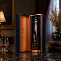 Boîte d'emballage de luxe personnalisée pour Cognac, coffret cadeau rigide magnétique, étui de présentation haut de gamme pour Brandy avec insert en EVA et finition dorée