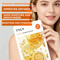 Masque en tissu éclaircissant à la vitamine C sous marque privée, anti-âge, hydratation intense, nourrissant, apaisant pour une peau repulpée et éclatante