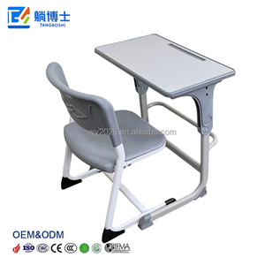Meilleures ventes - Bureau d'écolier en forme de C pour l'école primaire et secondaire, avec chaise, en bois, avec porte-stylo - Product Image 2