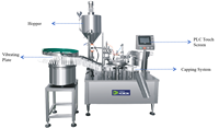Machine automatique de remplissage et de bouchage de gel avec système de bouchage vibrant, conforme aux normes GMP pour la production de réactifs en gel