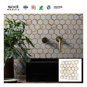 DIY extraíble blanco <span class=keywords><strong>3D</strong></span> piedra Natural aspecto hexagonal Peel and Stick dormitorio pared azulejos mosaico adhesivo - Product Image 1