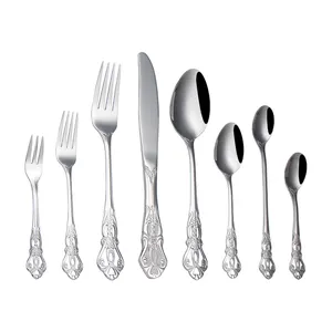 Royal silverware-Juego de cubiertos de viaje para restaurante, set de Cubiertos vintage dorados con caja, 8 Uds.