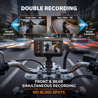 Caméra de tableau de bord pour moto, étanche, HD, double objectif, 2,0 pouces, contrôle par câble, enregistreur vidéo avant et arrière 1080P