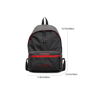 Korean Minimalist Water Resistant Black Plaid Nylon Backpack Fits 15 Inch Laptop School Commute Shoulder <b>Bag</b> - Product Image 3