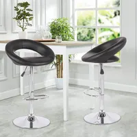 Toptan ay şekli deri döşemeli yüksek vintage modern tasarımcı deri bar sandalyesi döner metal bar tabureleri