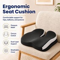 Coussin de siège en mousse à mémoire de forme noire pour le coccyx, coussin orthopédique pour chaise de bureau, voiture, fauteuil roulant, soulagement des douleurs au coccyx et au dos
