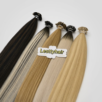 Extensioni per capelli con cheratina indiana K-Tip all'ingrosso, vergini, a doppia trama, naturali, 100% capelli umani, con punta piatta per fusione