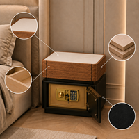 Table de chevet en bois avec compartiment verrouillable et éclairage LED, table de chevet moderne pour chambre à coucher