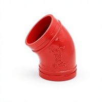 Coude rainuré à 45 degrés en fonte ductile basse pression DN25-DN300 pour système de lutte contre l'incendie, tuyauterie d'incendie, direct usine OEM