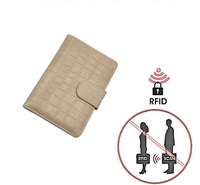 Porte-passeport antivol en cuir PU imitation crocodile tendance avec fermeture à pression, pochette de voyage multifonction grande capacité
