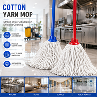 Serpillère en coton pour usage commercial, idéale pour hôtels, hôpitaux, écoles, serpillère à code couleur bleu-rouge, tête en fil de coton hautement absorbant