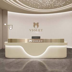 Table de comptoir en marbre blanc durable avec lumière LED pour salon de beauté Nail <span class=keywords><strong>Shop</strong></span> - Product Image 1