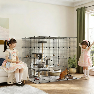 Gabbia per Gatti da Interno a 4 Livelli con Amaca, Recinto DIY per 1-3 Gatti, Prezzo di Fabbrica - Product Image 1