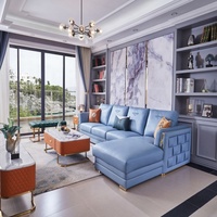 Mobilier moderne de salon le plus récent ensemble de fauteuil canapé en forme de L en cuir de luxe