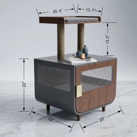 Condo pour chat en bois d'intérieur, arbre à chat de luxe avec enclos pour bac à litière caché