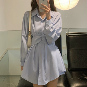<span class=keywords><strong>Robe</strong></span> chemise ample vintage à manches longues, cintrée et flatteuse pour la silhouette, style français asymétrique pour femme, automne 113 - Product Image 2