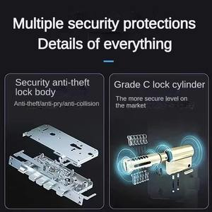 इलेक्ट्रॉनिक कीपैड स्वचालित 3 डी फेस रिकग्निशन स्मार्ट डोर लॉक और फ्रंट डोर के लिए फिंगरप्रिंट ट्यूया वाईफाई स्मार्ट लॉक - Product Image 3