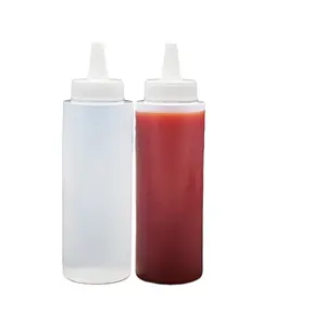 Bouteilles de condiments à presser en plastique PET avec couvercles à bouchon torsadé Bouteille de sauce avec bouchons à presser