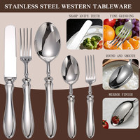 Ensemble de couverts en acier inoxydable 304 avec manche forgé, couteau à steak, fourchette et cuillère de style occidental, argenterie de luxe pour mariage et hôtel