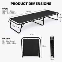 Lit de camping pliable portable, cadre en acier robuste, tissu Oxford, lit simple pour hôtel, dortoir et usage extérieur