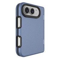 Groothandel Stootvaste Case voor iPhone Duo Fold met Ingebouwde Onzichtbare Kickstand, Driehoekige Textuur, Anti-vingerafdruk Scharnierbescherming