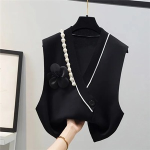 V yaka inci kazak üst Sehe moda ile kadın örgü yelek - Product Image 5