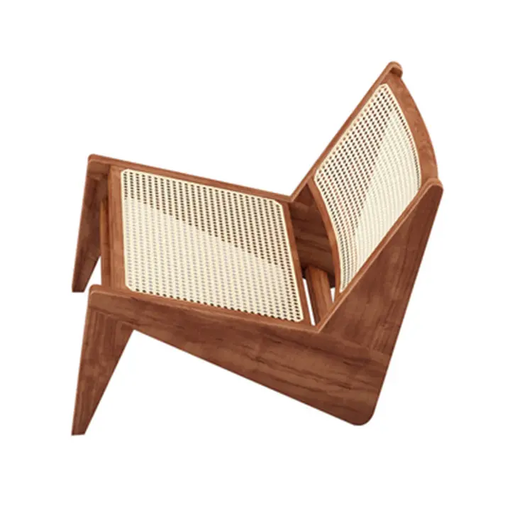 Cheap Outdoor Wood Lounge Chair Floor Lounge Chair Teak Wood Frame Rattan Leisure Chairs