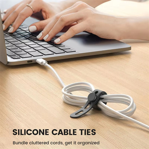Al por mayor: Organizador de cables de silicona portátil y reutilizable con ajuste de color para el hogar, para cables de datos y sujeción de cuerdas/cables. - Product Image 6