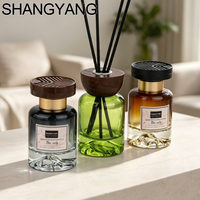 Bouteille diffuseur d'arômes en verre volcanique 120 ml, luxe, vide, sans plomb, sans alcool, avec bouchon noir