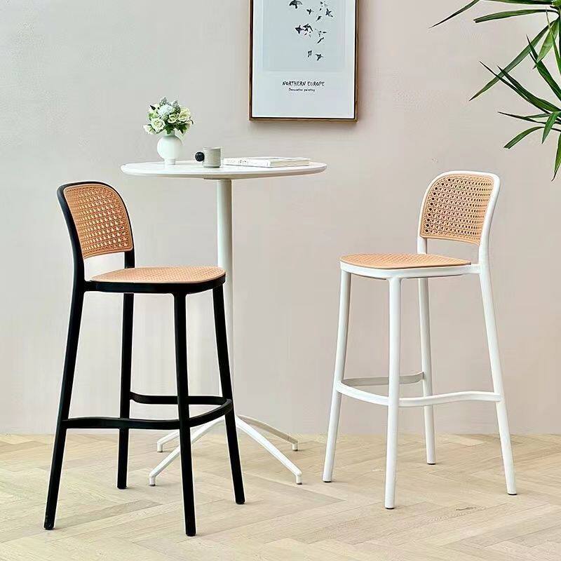 Nordic Bar Chair Plastic Rattan Back