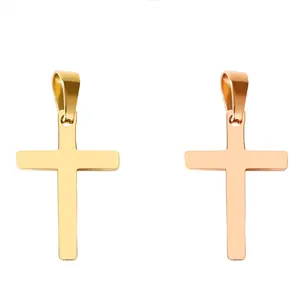 Ciondolo collana croce color oro in metallo in acciaio inossidabile gioielli ciondolo croce color oro rosa
