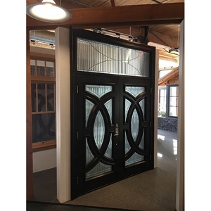 Hermoso diseño ceja Lowes frontal bronce seguridad puertas de hierro forjado para la rotura térmica de la casa - Product Image 1