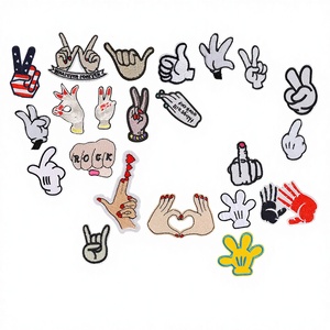 Parches Termoadhesivos Bordados de Estilo Clásico con Diseño de Gesto de Mano de Rocker (Dedo Medio y Palma) con Fieltro No Tejido para Sombreros y Prendas de Vestir, Gran Venta - Product Image 3