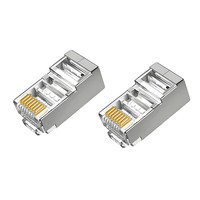 Conector Modular Ethernet FTP Blindado Cat 5e/Cat 6 8P8C para Cables de Red, Carcasa Metálica, Chapado en Oro