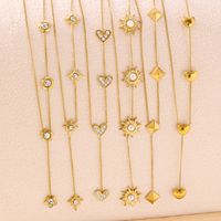 Kalung Liontin Baja Anti Karat Lapis Emas 18K Motif Geometris Bunga Hati Trendi Terbaru Grosir, Hadiah Elegan dengan Rumbai
