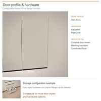 Meuble de cuisine modulaire, portes en mélamine au design contemporain, aménagement en îlot, livraison en kit et rangement coulissant