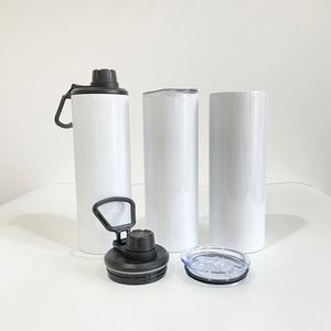 Gobelets droits de 20 oz avec deux couvercles, tasses fines en acier inoxydable, gobelet portable avec couvercle sport pour impression DIY - Product Image 2