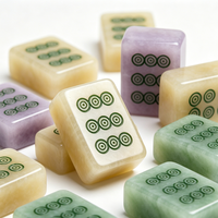 Jeu de tuiles de mahjong semi-translucides de style jade américain, douces et fraîches, au toucher premium, pour les soirées de jeu et les rassemblements.